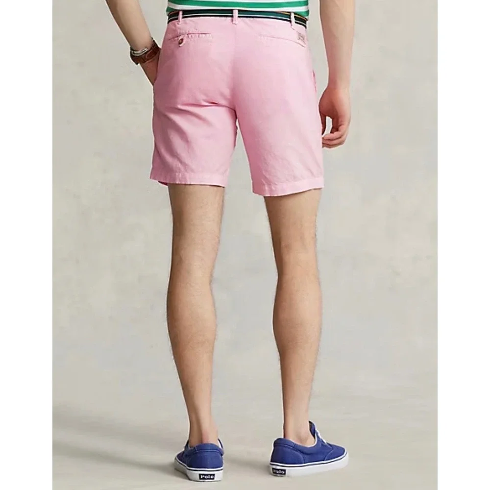 Polo Ralph Lauren 8-Inch Straight Fit Linen-Cotton Carmel Pink Shorts